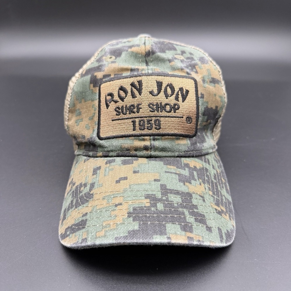 Ron Jon Surf Shop Camo Baseball Hat Cap Snap Back Trucker Men Grand Turk Logo
